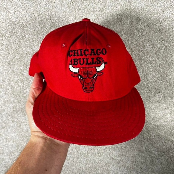 Other - Vintage 90s Chicago Bulls AJD red distressed SnapBack hat cap Wear shown
